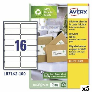 Drucker-Etiketten Avery LR7162 Weiß 100 Blatt 99,1 x 33,9 mm (5 Stück)