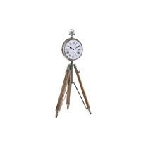 Horloge de table DKD Home Decor 22 x 40 x 80 cm Naturel Argenté Aluminium Tripode Bois de manguier Traditionnel