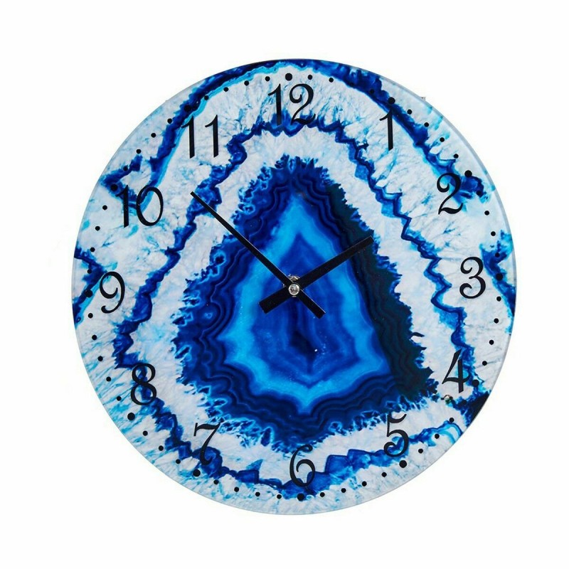 Horloge Murale Marbre Bleu Verre 30 x 4 x 30 cm (4 Unités)