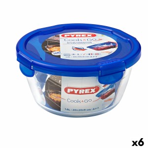 Lunchbox hermetisch Pyrex Cook&go 20 x 20 x 10,3 cm Blau 1,6 L Glas (6 Stück)