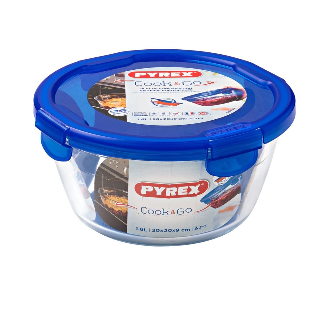 Boîte à lunch hermétique Pyrex Cook&go 20 x 20 x 10,3 cm Bleu 1,6 L verre (6 Unités)