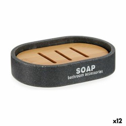 Soap dish Berilo 77934 Brown Grey Resin 8 x 2,5 x 12,5 cm (12 Units)