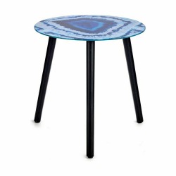 Table d'appoint Marbre Bleu Noir Verre 40 x 41,5 x 40 cm (4 Unités)