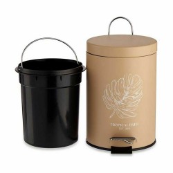 Pedal bin Berilo Tropical Bath White Beige Steel Plastic 3 L (6 Units)