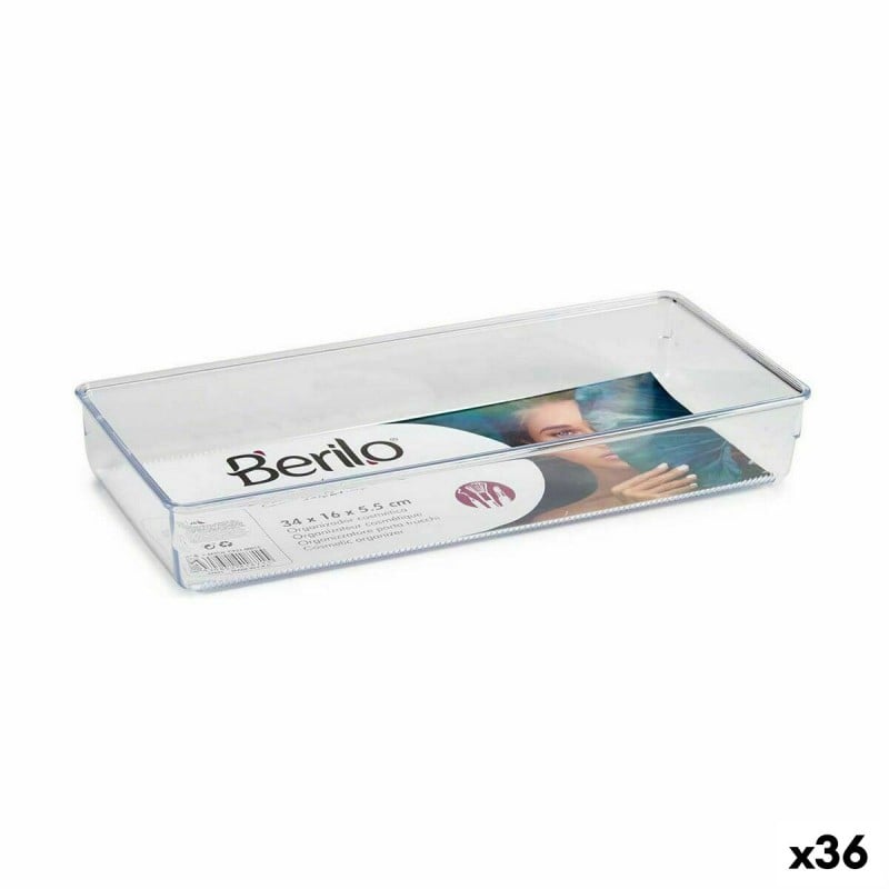 Organiseur de Tiroirs Berilo CH99113 Transparent Plastique 15,5 x 5,5 x 34,5 cm Polyvalents (36 Unités)