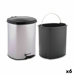 Pedal bin Silver Plastic 6 L (6 Units)