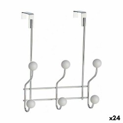 Porte-manteaux pour portes Berilo W4742-6H Blanc Métal Plastique 10 x 22 x 26 cm (24 Unités)