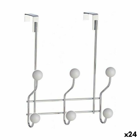 Door Coat Rack Berilo W4742-6H White Metal Plastic 10 x 22 x 26 cm (24 Units)