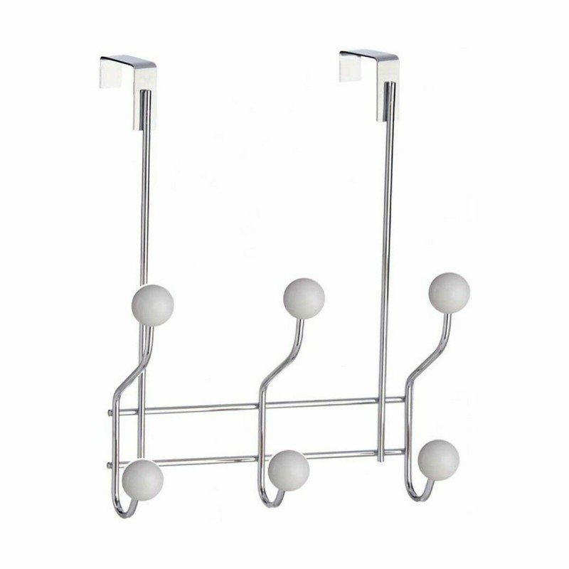 Door Coat Rack Berilo W4742-6H White Metal Plastic 10 x 22 x 26 cm (24 Units)