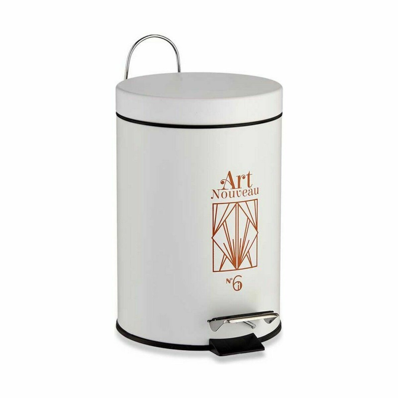 Pedal bin Berilo Art Nouveau White Bronze Steel Plastic 3 L (6 Units)