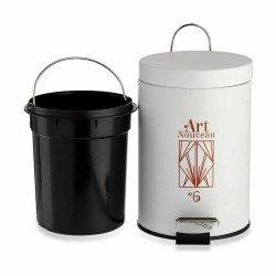 Pedal bin Berilo Art Nouveau White Bronze Steel Plastic 3 L (6 Units)