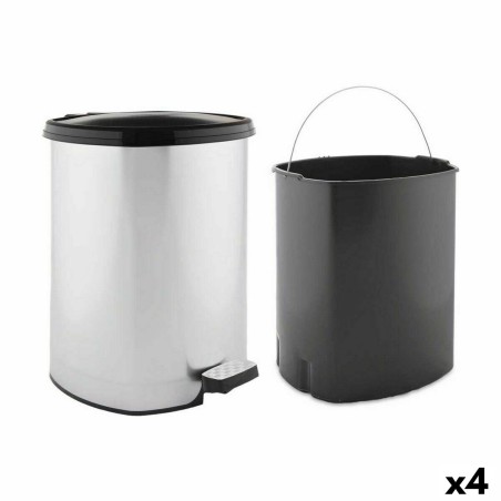 Poubelle à pédale Berilo D002-1 Argenté Plastique 20 L (4 Unités)