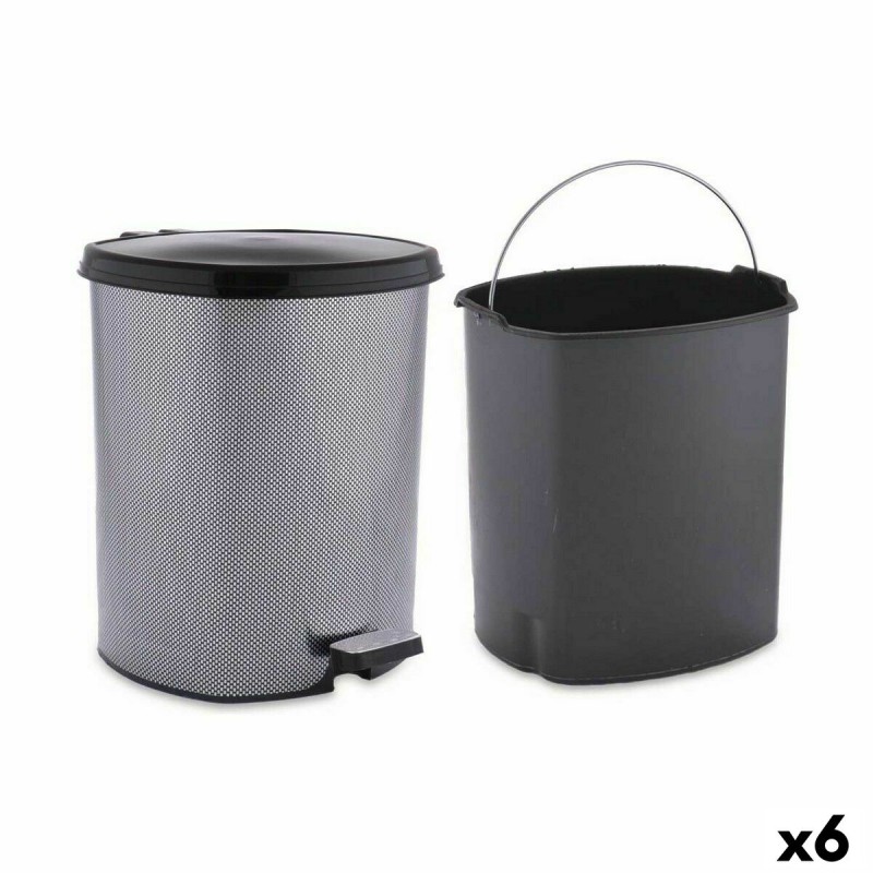 Poubelle à pédale Berilo D004-2 Gris foncé Plastique 6 L (6 Unités)