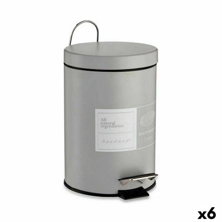 Poubelle à pédale Berilo Beauty Products Blanc Gris Acier Plastique 3 L (6 Unités)