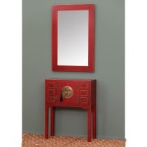 Table de Nuit ORIENTE Rouge Fer Bois MDF 45 x 26 x 69 cm