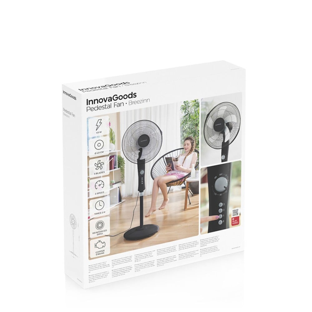 Freestanding Fan InnovaGoods Breezinn Black 45 W