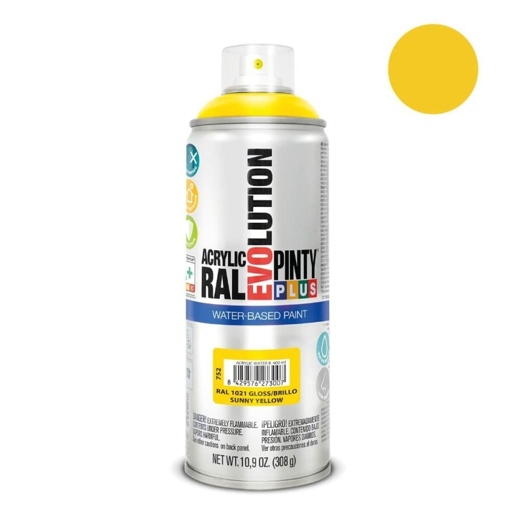 Sprühfarbe Pintyplus Evolution RAL 1021 Wasserbasis Sunny Yellow 400 ml