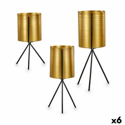 Set of Planters Black Golden Metal (6 Units)