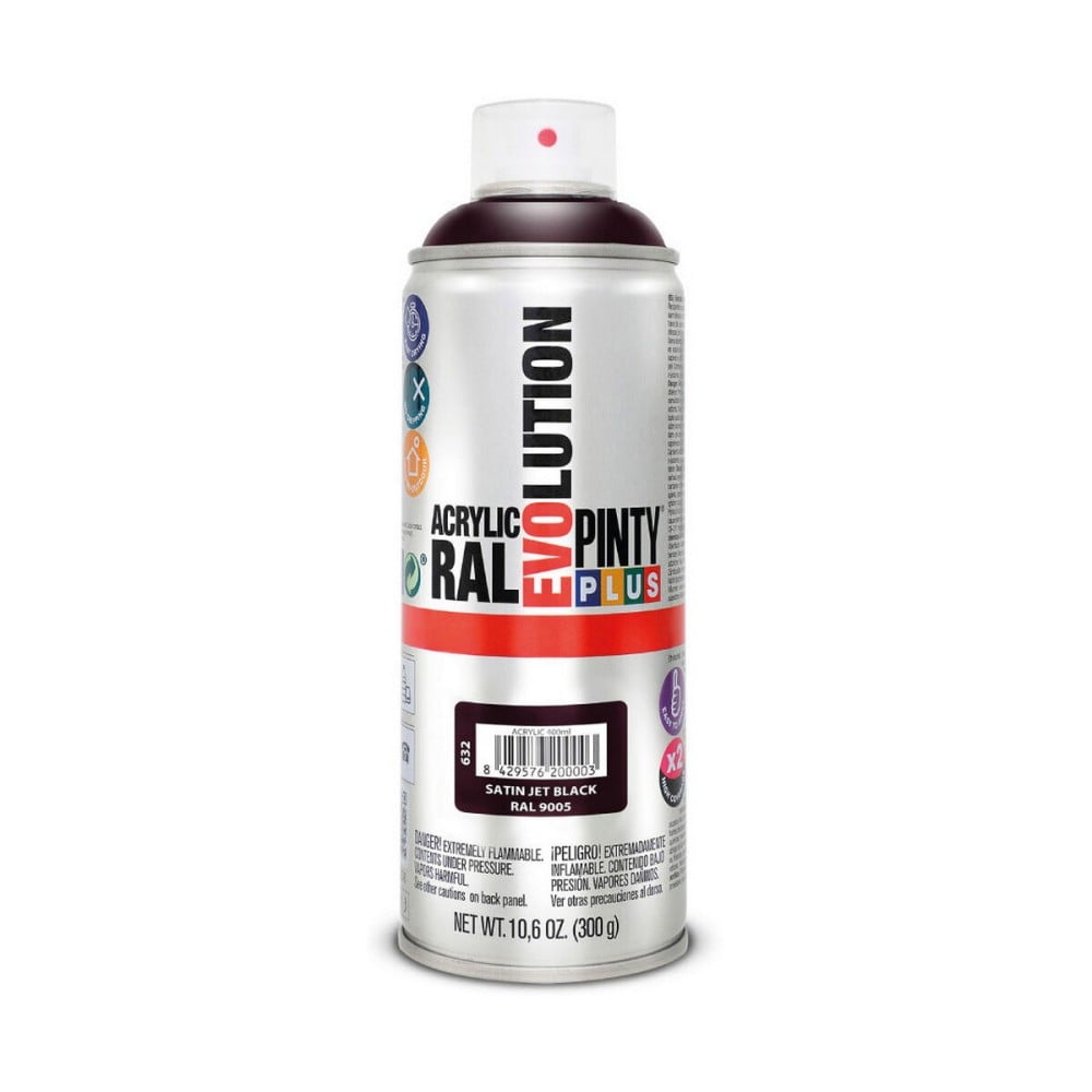 Peinture en spray Pintyplus Evolution RAL 9005 400 ml Satiné Jet Black