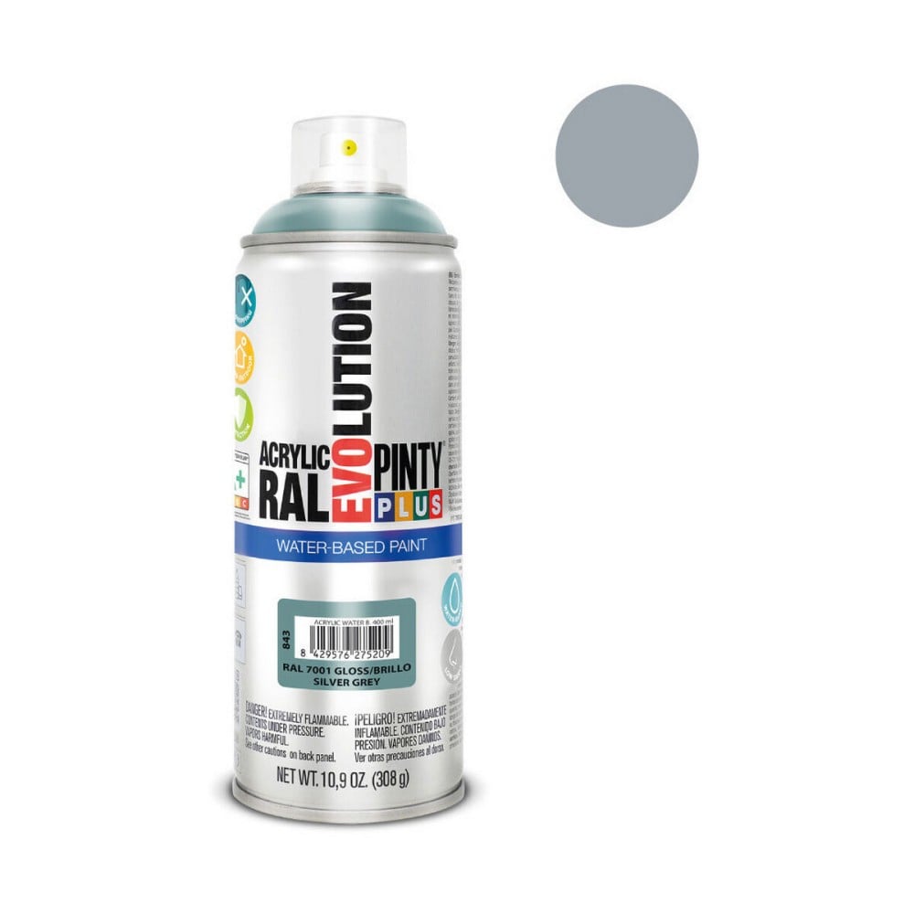 Peinture en spray Pintyplus Evolution RAL 7001 400 ml Base d'eau Silver Grey