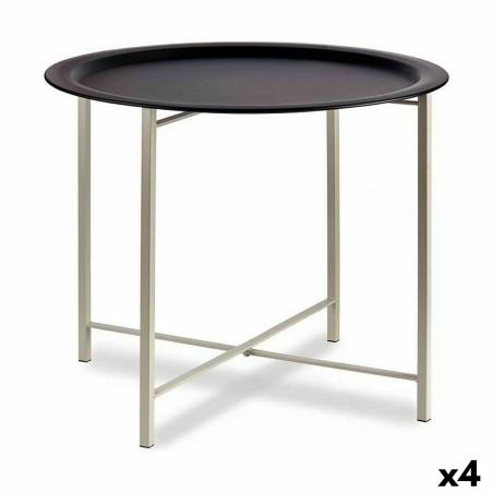 Table d'appoint Blanc Noir Métal 62 x 48,5 x 62 cm (4 Unités)