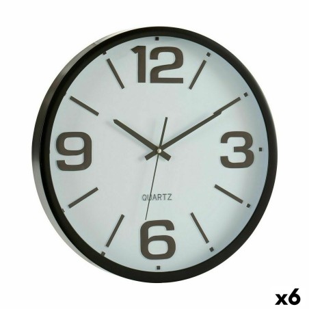 Wall Clock White Black Crystal Plastic 40 x 5 x 40 cm (6 Units)