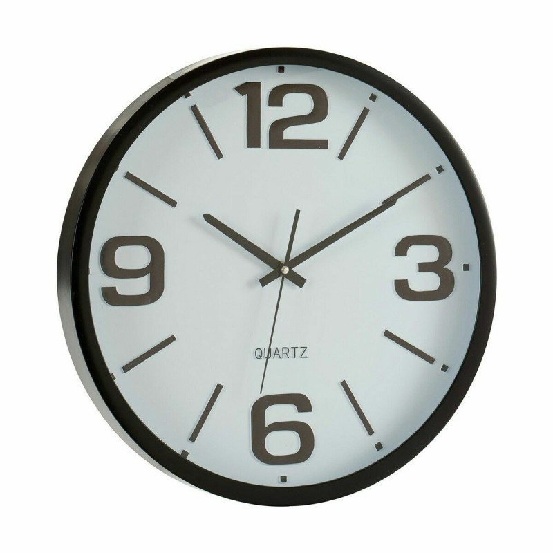 Horloge Murale Blanc Noir Verre Plastique 40 x 5 x 40 cm (6 Unités)