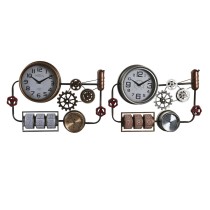 Wall Clock DKD Home Decor 52,5 x 9 x 39,5 cm Crystal Iron Vintage (2 Units)