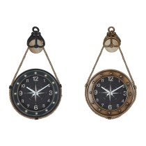 Horloge Murale DKD Home Decor 43 x 8 x 71 cm Verre Noir Doré Fer (2 Unités)