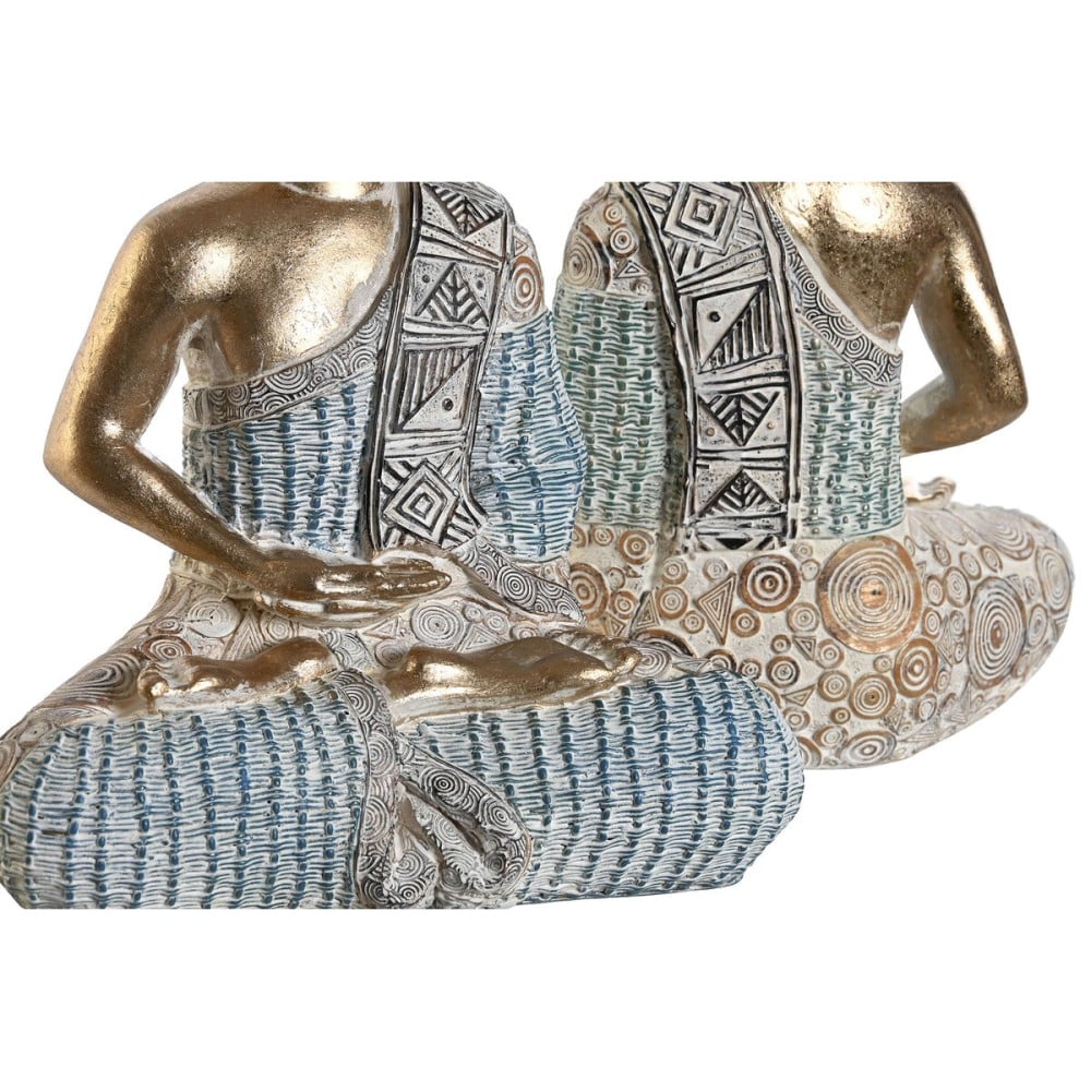 Decorative Figure DKD Home Decor 18,6 x 9,7 x 27 cm Blue Buddha Turquoise Oriental Stripped (2 Units)