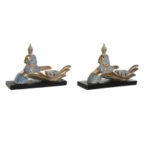 Deko-Figur DKD Home Decor 25,7 x 8 x 16 cm Blau Buddha türkis Orientalisch Decapé (2 Stück)