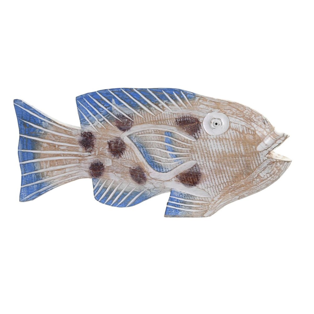 Figurine Décorative DKD Home Decor 40 x 5 x 18 cm Naturel Bleu Poisson méditerranéen