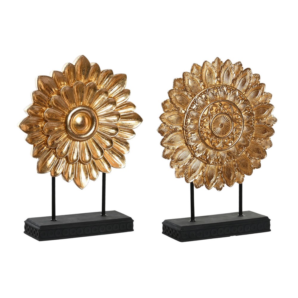 Decorative Figure DKD Home Decor 25 x 8 x 34 cm Black Golden Modern Circles (2 Units)