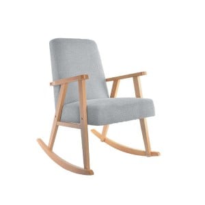 Fauteuil à Bascule DKD Home Decor Bleu ciel Naturel Bois Hêtre Bois MDF 81 x 58 x 90 cm