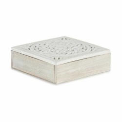 Boîte Décorative Blanc Bois 22 x 7,5 x 22 cm (4 Unités)