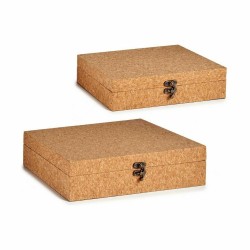 Set de boîtes décoratives Marron Liège Bois MDF (6 Unités)