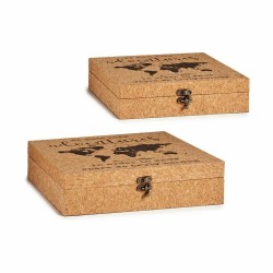 Set de boîtes décoratives Mappemonde Marron Liège Bois MDF (6 Unités)