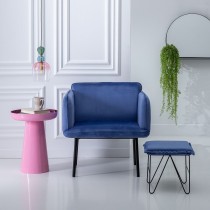 Armchair Synthetic Fabric Blue Metal