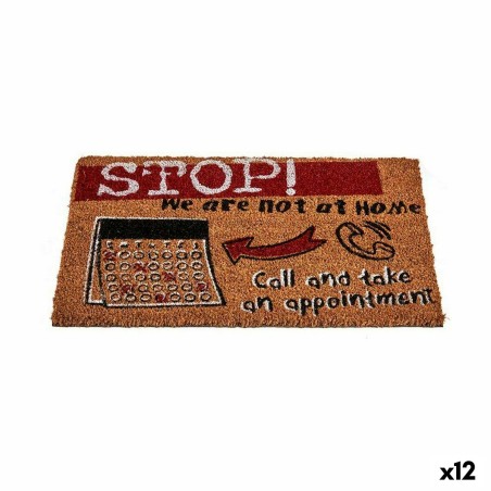 Fußmatte Stop Schwarz Rot natürlich Kokosnuss Faser 40 x 1,5 x 60 cm (12 Stück)