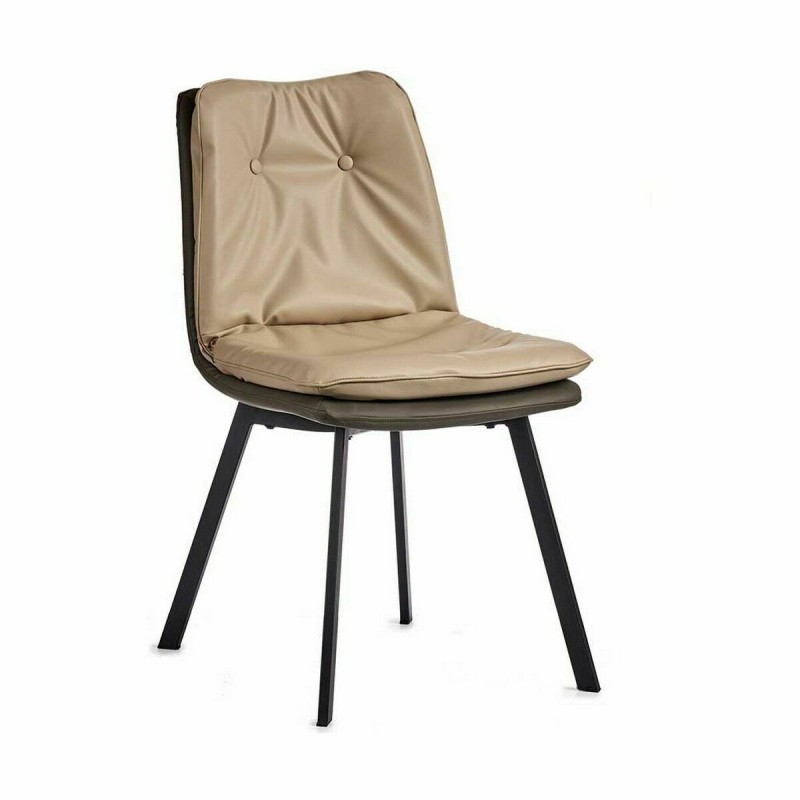 Fauteuil Boutons Noir Beige Gris Acier 62 x 85 x 47 cm (2 Unités)