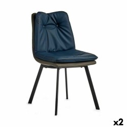 Fauteuil Boutons Bleu Noir Gris Acier 62 x 85 x 47 cm (2 Unités)