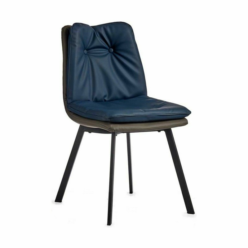 Fauteuil Boutons Bleu Noir Gris Acier 62 x 85 x 47 cm (2 Unités)