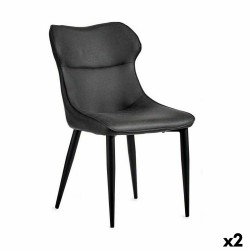 Armchair Black Anthracite Steel 49 x 86 x 60 cm (2 Units)