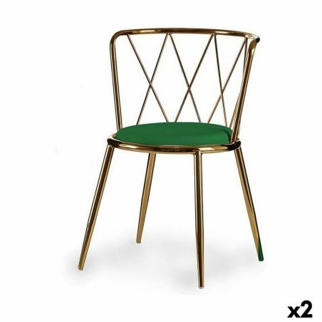 Chaise Losanges Vert Doré 50,5 x 73 x 51 cm (2 Unités)