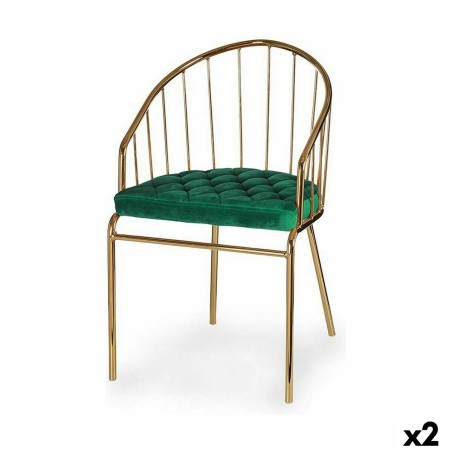 Chaise Barres Vert Doré 51 x 81 x 52 cm (2 Unités)