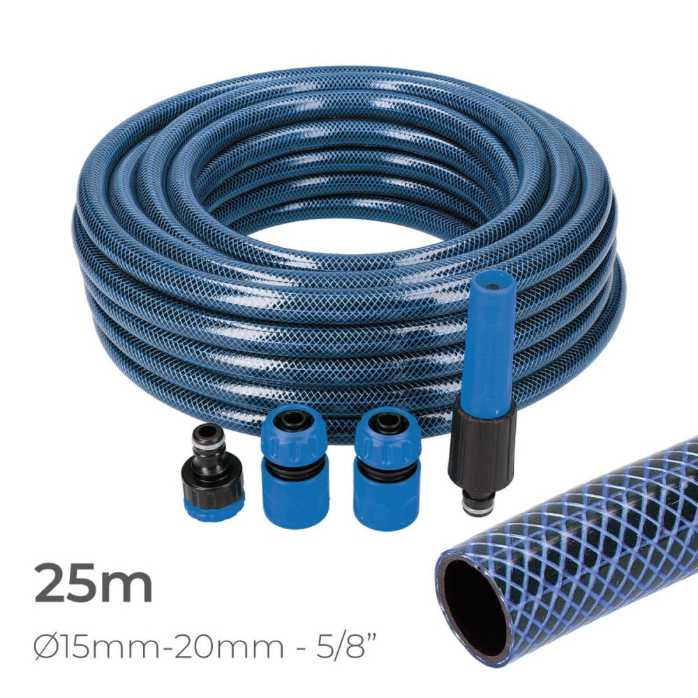 Hose with accessories kit EDM 74099 5/8" 20 mm x 25 m Blue (25 m)