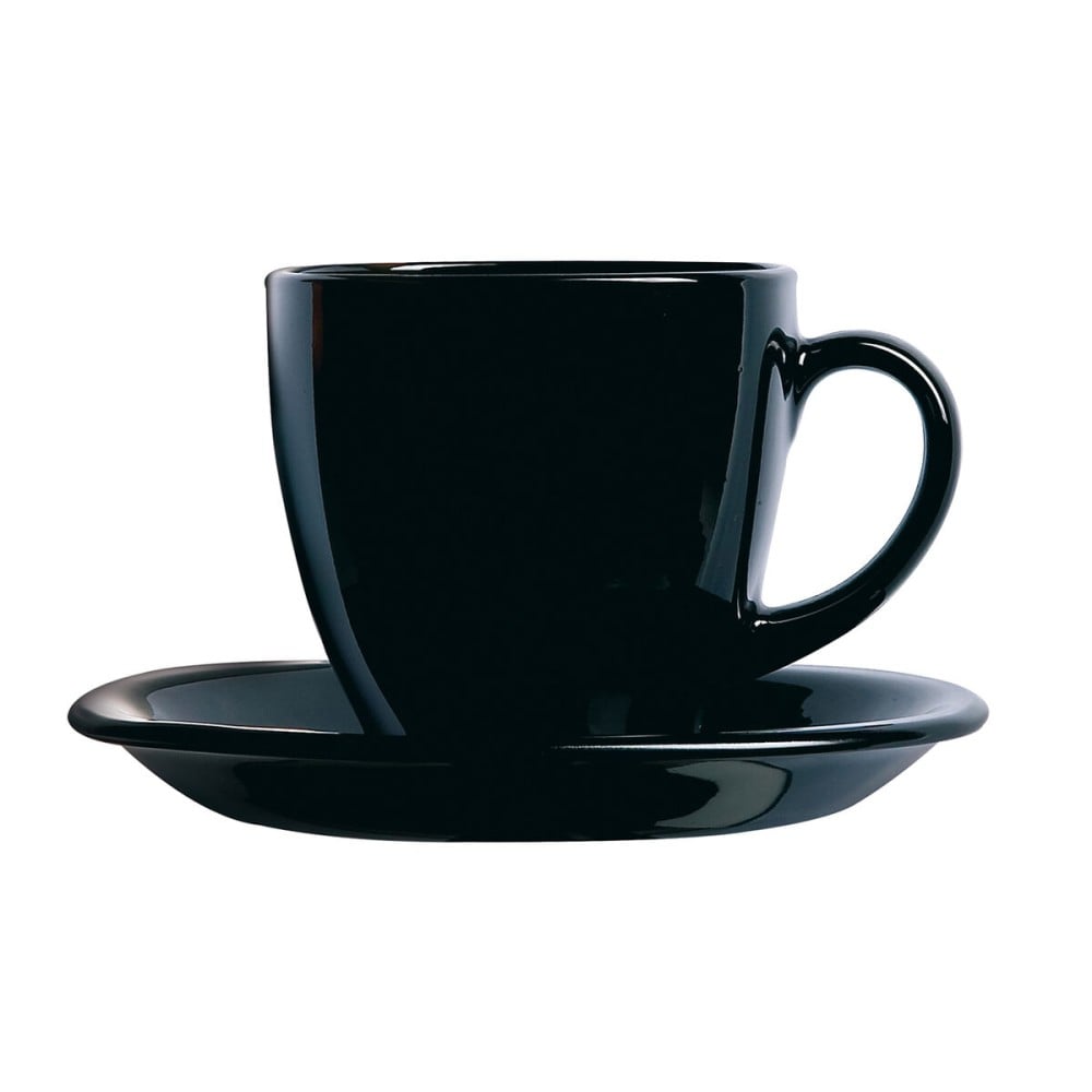 Lot de tasses avec soucoupes Luminarc Carine Noir verre 22 cm (12 Pièces)