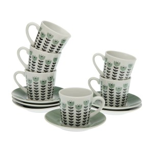 Jeu de 6 tasses avec plat Versa Erna Porcelaine