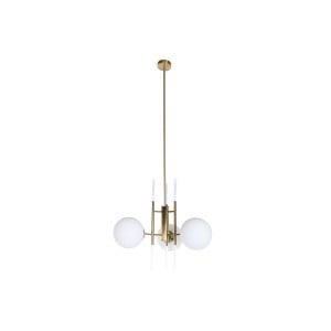 Suspension DKD Home Decor 64 x 64 x 64 cm Verre Doré Métal Blanc 50 W