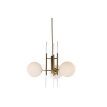 Suspension DKD Home Decor 64 x 64 x 64 cm Verre Doré Métal Blanc 50 W